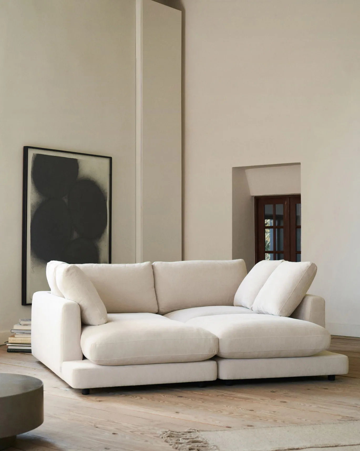 Kave Home 3-zitsbank Gala Dubbele Chaise Longue Beige 210cm