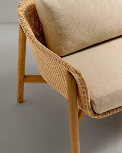 Kave Home 3-zitsbank Galea Teakhout en Rotan 223cm