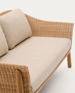 Kave Home 2-zitsbank Galea Teakhout en Rotan 170,5cm