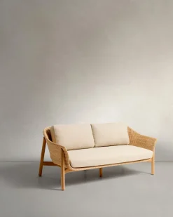 Kave Home 2-zitsbank Galea Teakhout en Rotan 170,5cm