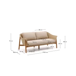 Kave Home 2-zitsbank Galea Teakhout en Rotan 170,5cm