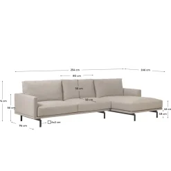 Kave Home 3-zitsbank Galene Beige Rechts Chaise Longue 254cm