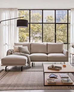 Kave Home 3-zitsbank Galene Beige Links Chaise Longue 254cm