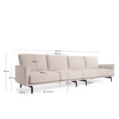Kave Home 4-zitsbank Galene Beige 214cm