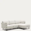 Kave Home 3-zitsbank Gilma Parel Chenille Links/rechts Chaise Longue Zwart 261cm