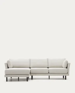 Kave Home 3-zitsbank Gilma Parel Chenille Links/rechts Chaise Longue Zwart 261cm
