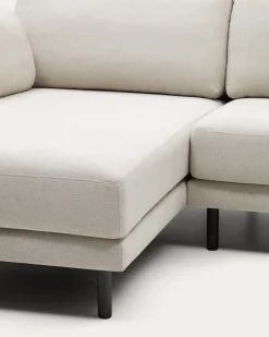 Kave Home 3-zitsbank Gilma Parel Chenille Links/rechts Chaise Longue Zwart 261cm