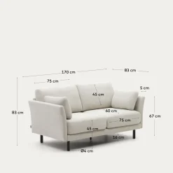 Kave Home 2-zits Bank Gilma Parel Chenille Zwart 170cm