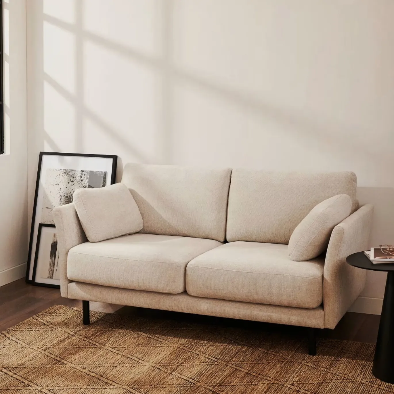 Kave Home 2-zits Bank Gilma Parel Chenille Zwart 170cm