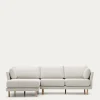 Kave Home 3-zitsbank Gilma Parel Chenille Links/rechts Chaise Longue Naturel 261cm