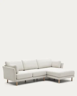 Kave Home 3-zitsbank Gilma Parel Chenille Links/rechts Chaise Longue Naturel 261cm