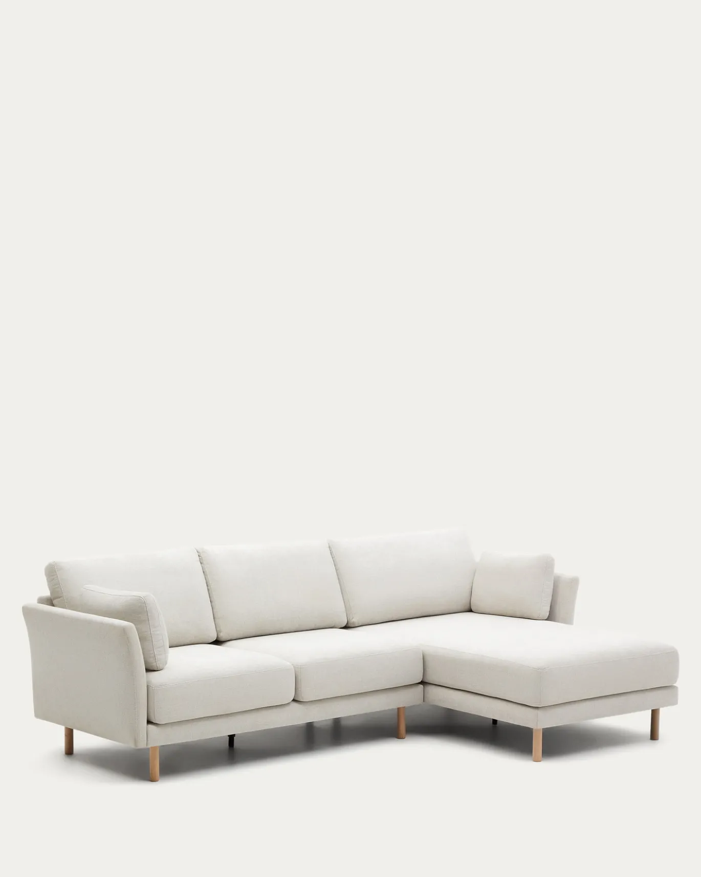 Kave Home 3-zitsbank Gilma Parel Chenille Links/rechts Chaise Longue Naturel 261cm