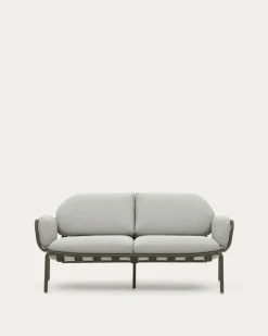 Kave Home 2-zitsbank Joncols Grijs Outdoor Groen Gelakt Aluminium 164cm