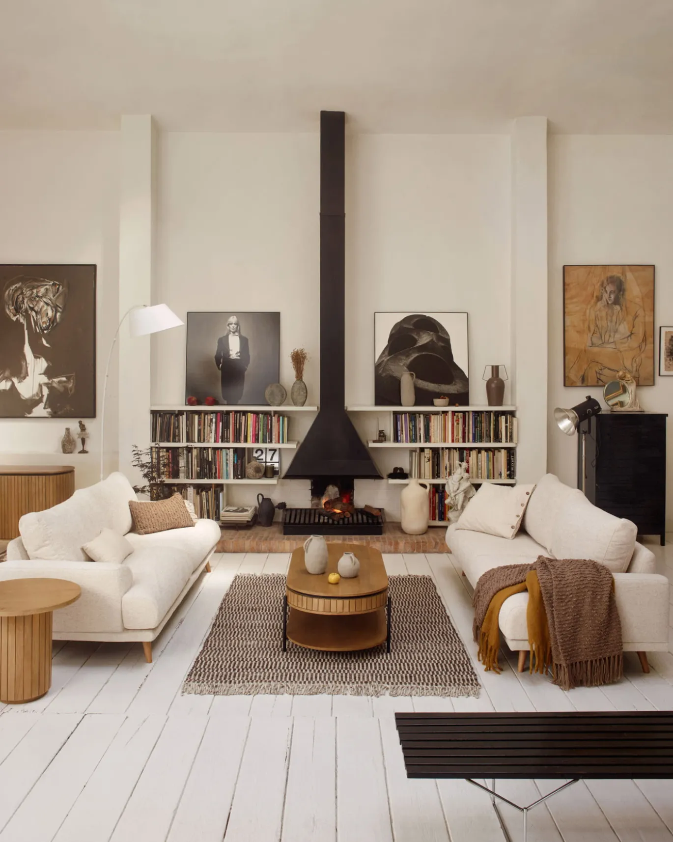 Kave Home 3-zitsbank Karin Wit Massief Beukenhout 231cm