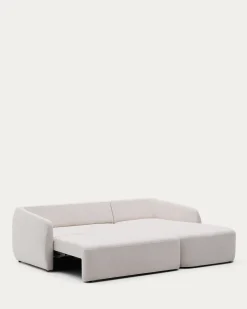 Kave Home 3-zitsbank Laira Modulair Chenille met Chaise Longue Rechts Ecru 246cm