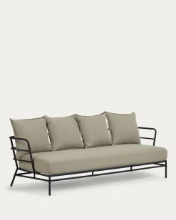Kave Home 3-zitsbank Mareluz Zwart Staal 197cm