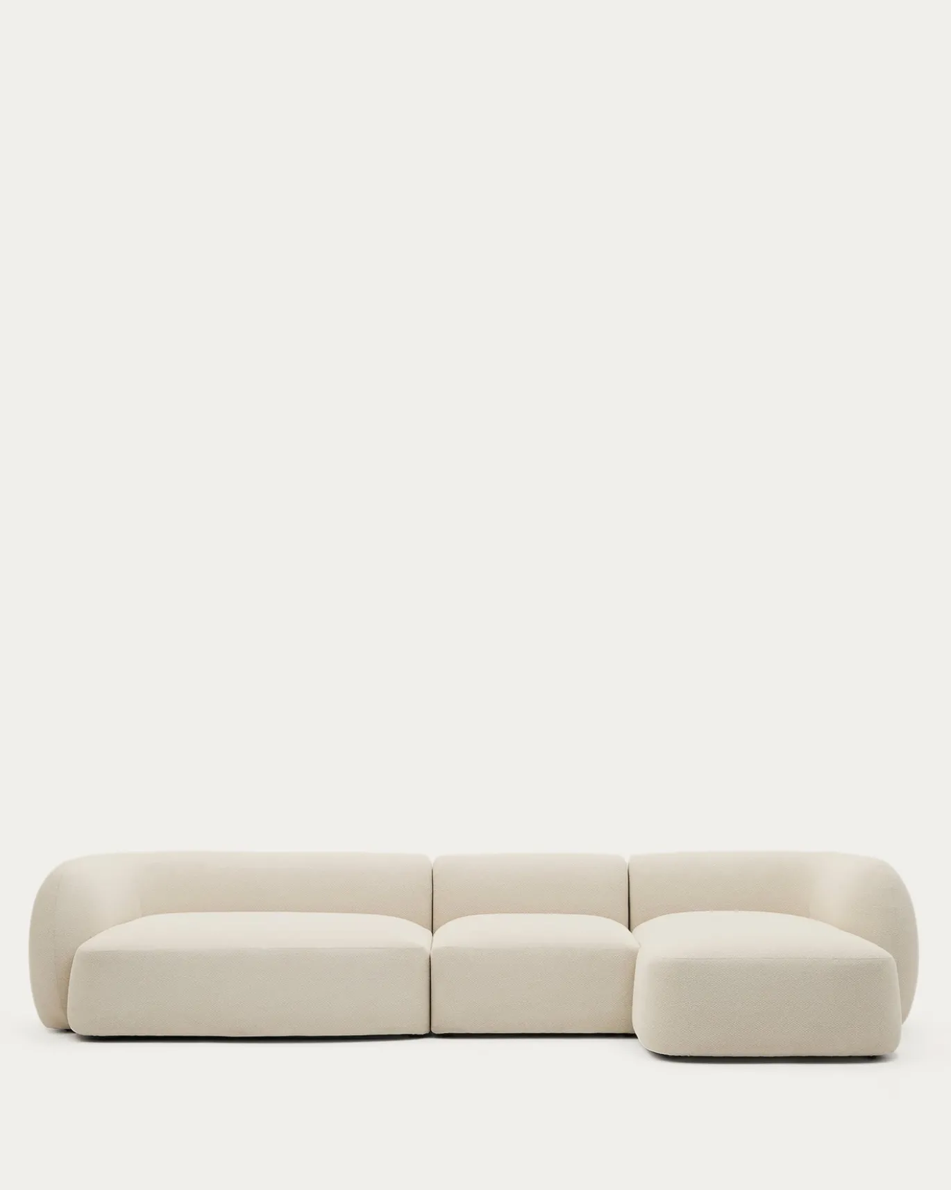Kave Home 4-Zitsbank Martina Modulair met Chaise Longue Rechts Ecru 377cm
