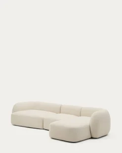 Kave Home 4-Zitsbank Martina Modulair met Chaise Longue Rechts Ecru 377cm