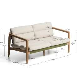 Kave Home 2-zitsbank Menfi Massief Acaciahout Beige 136cm