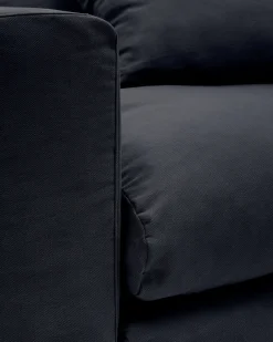 Kave Home 3-zitsbank Nora Kussens Grijs/antraciet Linnen en Katoen 240cm