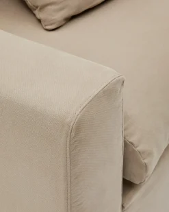 Kave Home 3-zitsbank Nora Kussens Taupe Linnen en Katoen 240cm