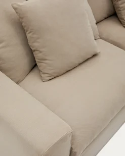 Kave Home 3-zitsbank Nora Kussens Taupe Linnen en Katoen 240cm