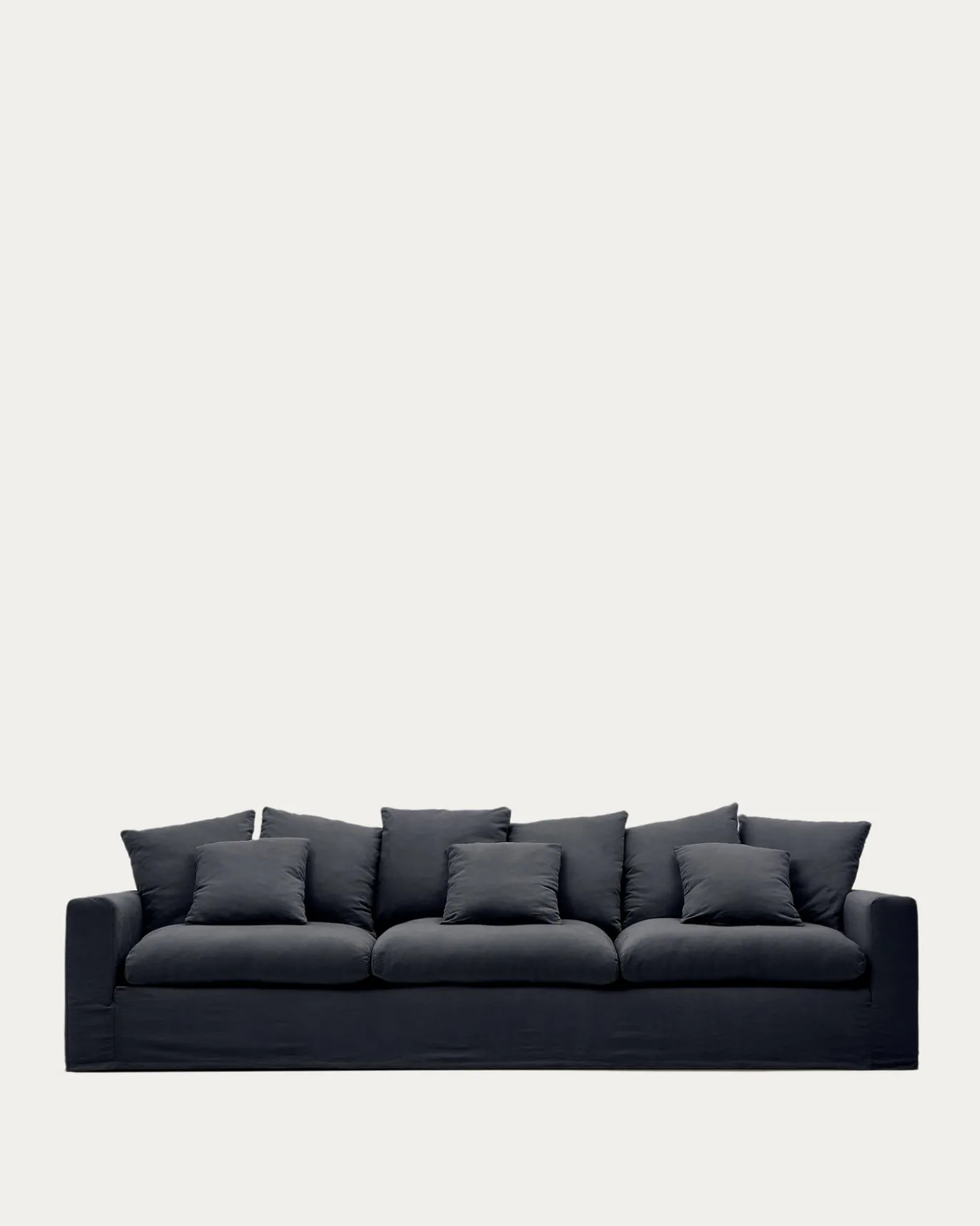 Kave Home 4-zitsbank Nora Kussens Grijs/antraciet Linnen en Katoen 340cm