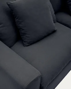 Kave Home 4-zitsbank Nora Kussens Grijs/antraciet Linnen en Katoen 340cm
