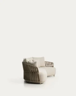Kave Home 3-zitsbank Osani Aluminium Taupe Touw beige 274cm