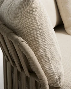 Kave Home 2-Zitsbank Osani Aluminium Taupe Touw Beige 170cm