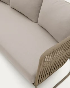 Kave Home 3-Zitsbank Saconca Outdoor Touw Staal Beige 189cm