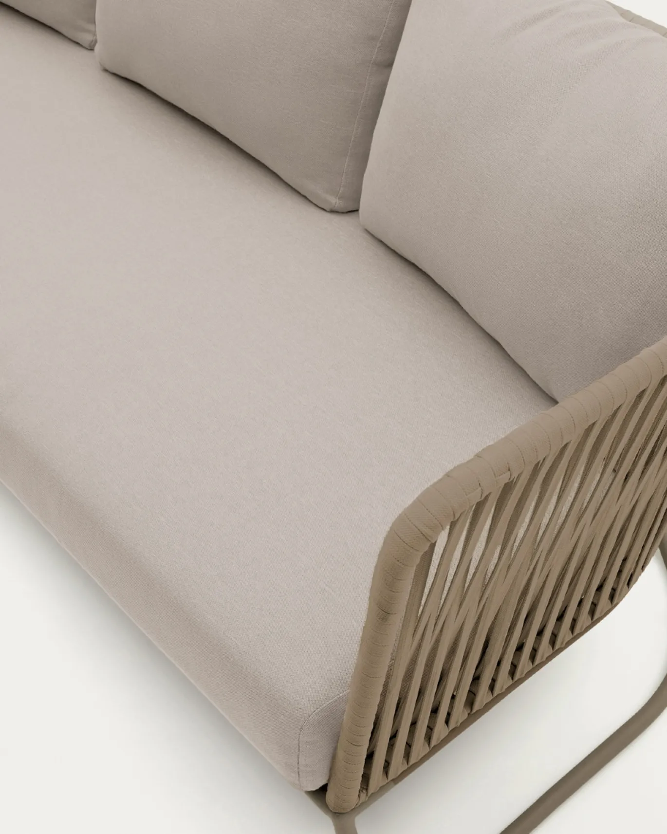 Kave Home 3-Zitsbank Saconca Outdoor Touw Staal Beige 189cm