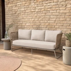 Kave Home 3-Zitsbank Saconca Outdoor Touw Staal Beige 189cm