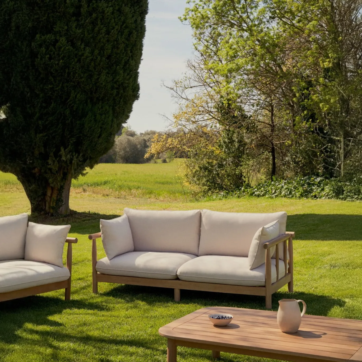 Kave Home 2-zitsbank Sacova Massief Eucalyptushout 195cm