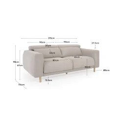 Kave Home 3-zitsbank Singa Beige 215cm