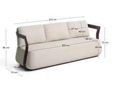 Kave Home 3-Zitsbank Tamaris Aluminium Bruin 217cm