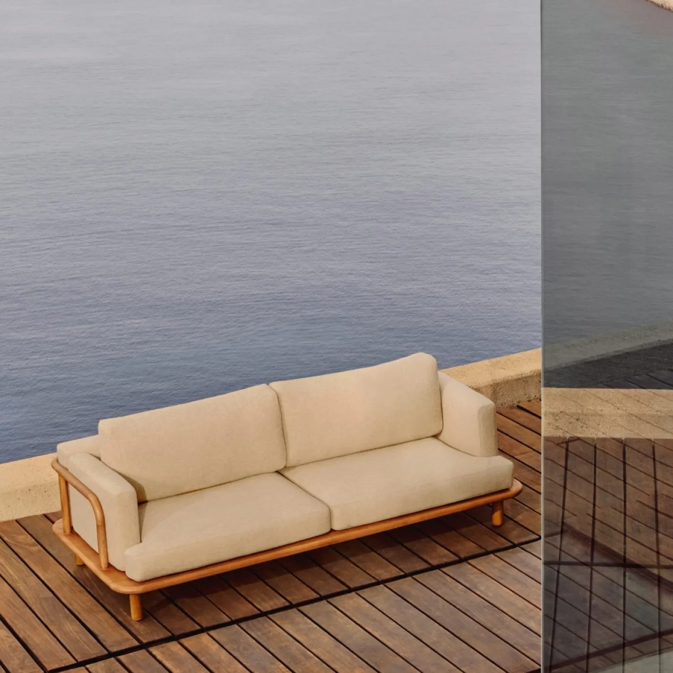 Kave Home 3-zitsbank Turqueta Massief Teakhout 230cm