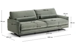Kave Home 3-Zitsbank Veliro Fluweel Groen