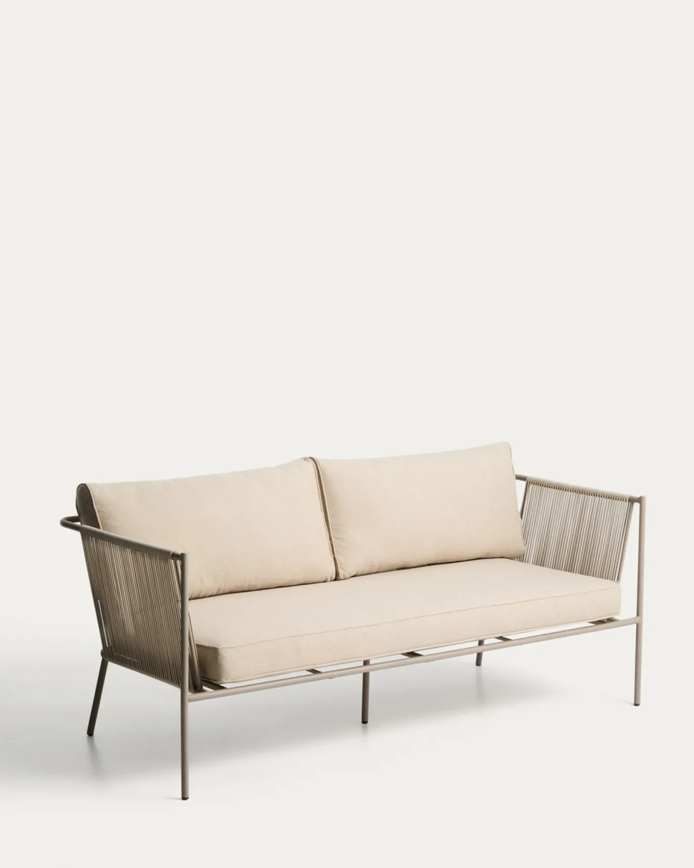 Kave Home 2-zitsbank Zivia Staal Taupe Touw Beige 178cm