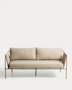 Kave Home 2-zitsbank Zivia Staal Taupe Touw Beige 178cm