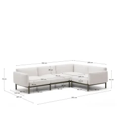 Kave Home 5-zits Buitenbank Sorells Modulair Beige 276x191,5 cm