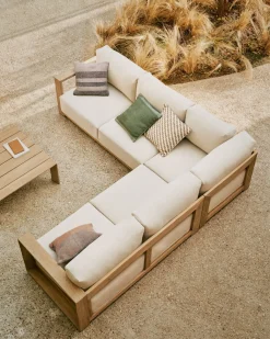 Kave Home 5-zitshoekbank Ambra Acaciahout 248cm