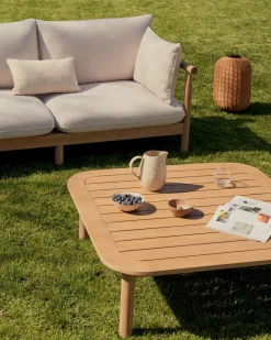 Kave Home 5-zits Hoekbank Sacova met Salontafel Eucalyptushout