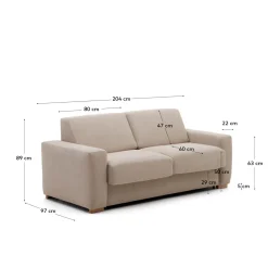 Kave Home 2-zits Slaapbank Anley Beige 204cm