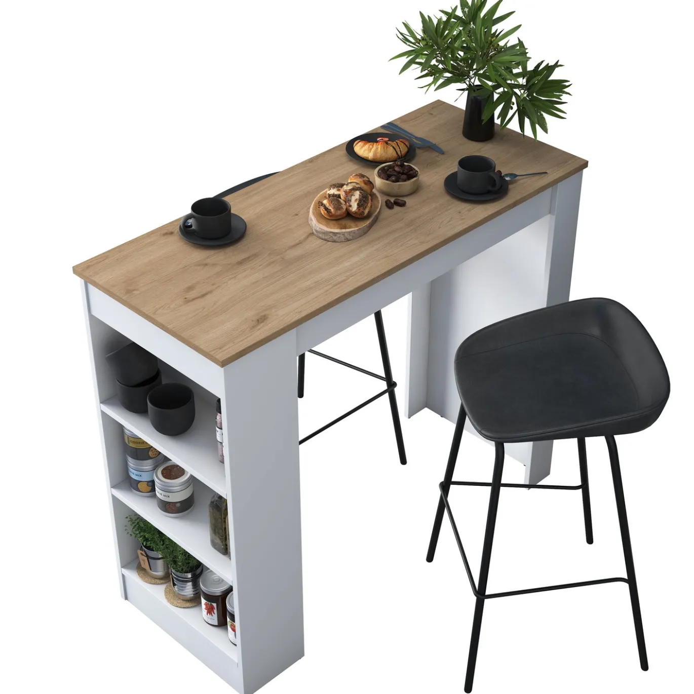Keukentafel Jalova Melamine Walnoot Wit