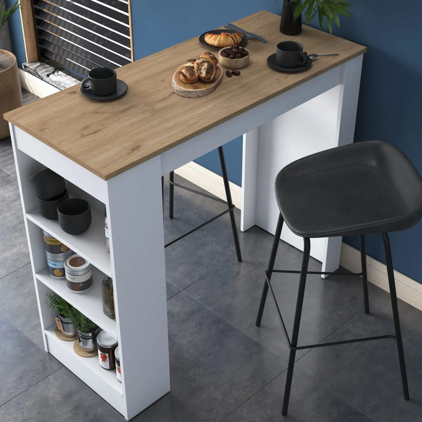 Keukentafel Jalova Melamine Walnoot Wit