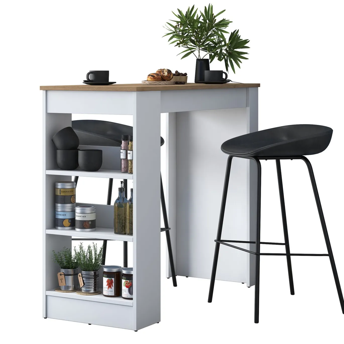 Keukentafel Jalova Melamine Walnoot Wit