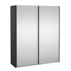 Kledingkast Catania Matgrijs 180x220cm Schuifdeuren Met Spiegel - Giga Living