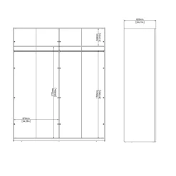 Kledingkast Catania Matgrijs Spiegel 180x220cm - Giga Living