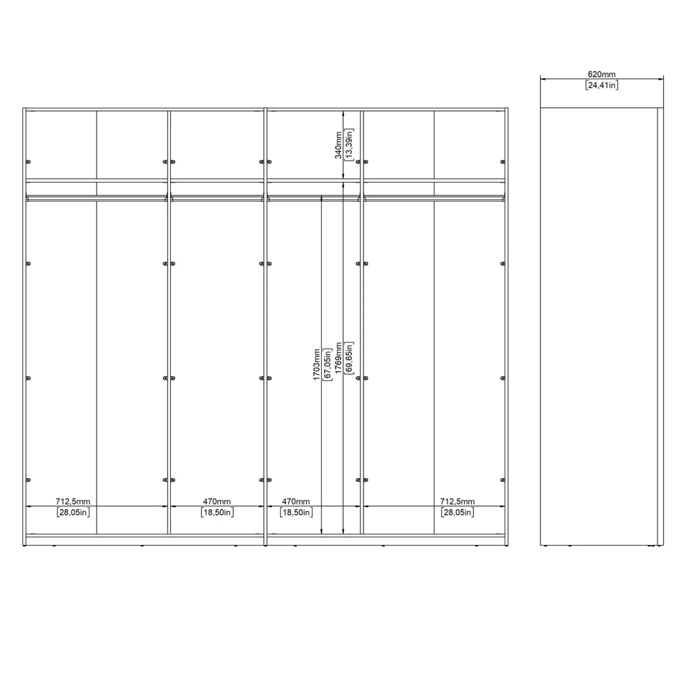 Kledingkast Catania Mat Zwart Schuifdeuren Met Spiegel 244x220cm - Giga Living